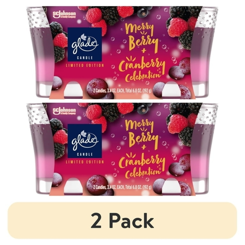 Glade Merry Berry & Cranberry Celebration Candle - Pink & Purple 2 Pack